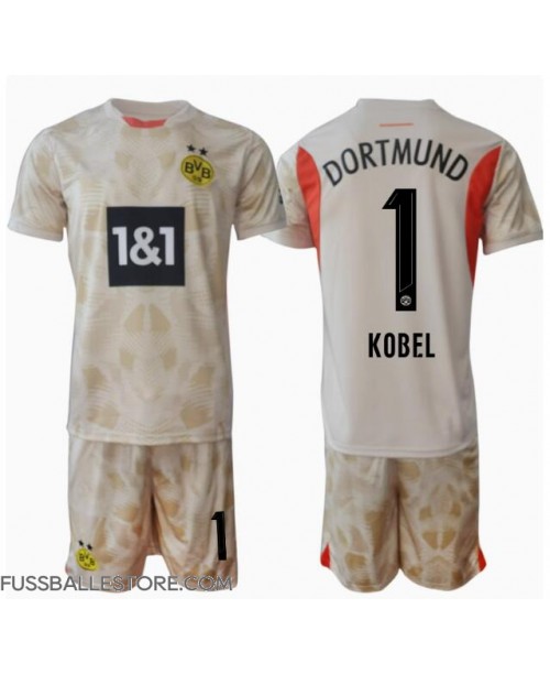 Günstige Borussia Dortmund Gregor Kobel #1 Torwart Heimtrikotsatz Kinder 2024-25 Kurzarm (+ Kurze Hosen)